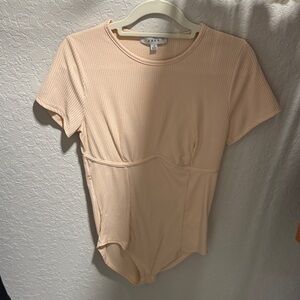 Gaze Light Beige Ribbed Bodysuit